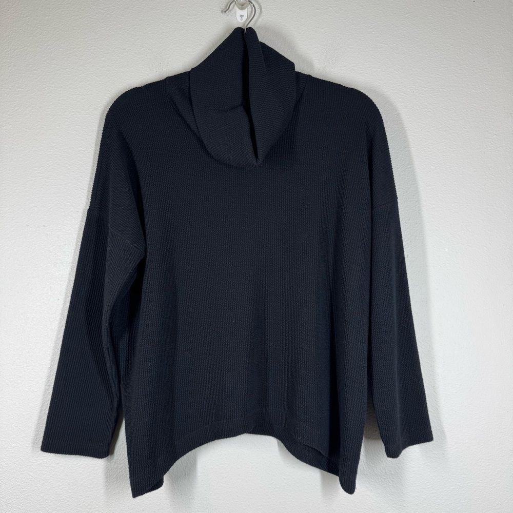 Clara Sun Woo Cowl Neck Knit Sweater Black Stretch Women’s Size Medium